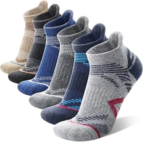 antsang merino wool ankle hiking socks compression warm thermal thick cushion winter running no show moisture wicking socks gifts stocking stuffers for women men 6 pairsdark mixedl