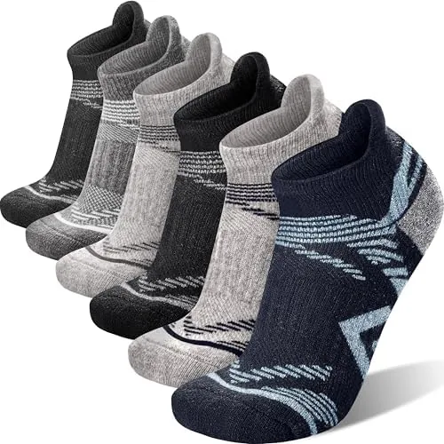 antsang merino wool ankle hiking socks compression warm thermal thick cushion winter running no show moisture wicking socks gifts stocking stuffers for women men 6 pairsgraybluel