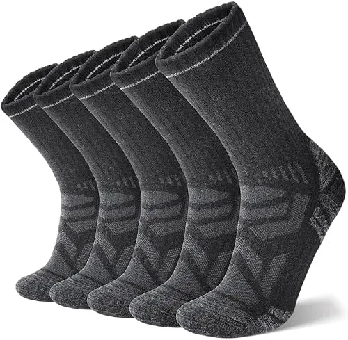antsang merino wool hiking socks enhanced breathability targeted cushion thermal socks for men and women 5 pairsblack l
