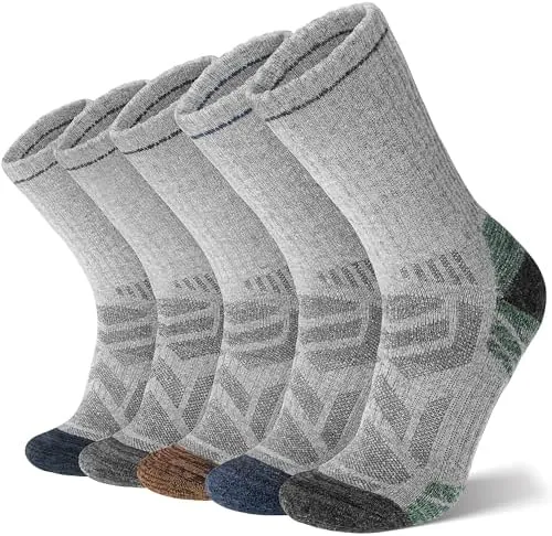 antsang merino wool hiking socks enhanced breathability targeted cushion thermal socks for men and women 5 pairsgray mixed m